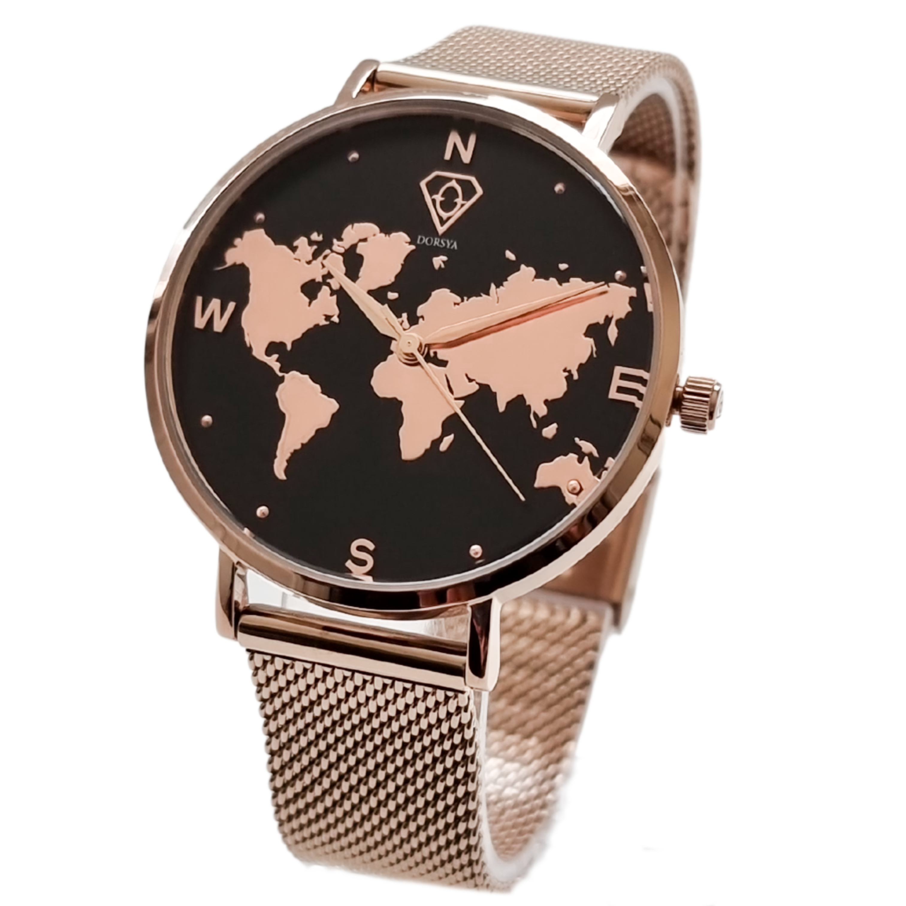 Asteria Rose Gold world map watch, minimalistic watch, woman watch, Dorsya watch
