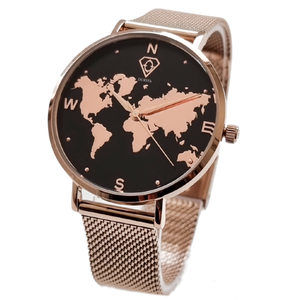 Asteria Rose Gold world map watch, minimalistic watch, woman watch, Dorsya watch
