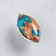 Load image into Gallery viewer, Azami- Spiny Oyster Turquoise Gemstone Ring in Sterling Silver, Statement ring, boho ring, gemstone ring, silver jewellery - Dorsya