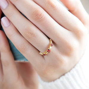 Bianca ~ Garnet Ring in Gold, gold ring, gold jewellery, gold accessories, women jewellery, ring, gift - Dorsya
