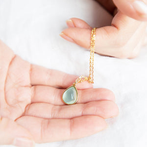 Blue Topaz Necklace - semi precious stone necklace, gold necklace, jewellery, gift for her, gemstone necklace- Dorsya