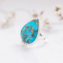 Load image into Gallery viewer, Dorsya - copper turquoise gemstone sterling silver ring, boho ring, accessories, statement ring, gift for her, gemstone ring, meaningful jewellery