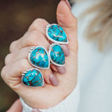 Dorsya - copper turquoise gemstone sterling silver ring, boho ring, accessories, statement ring, gift for her, gemstone ring, meaningful jewellery