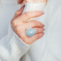 Dorsya - aquamarine gemstone sterling silver ring, boho ring, accessories, statement ring, gift for her, gemstone ring, meaningful jewellery
