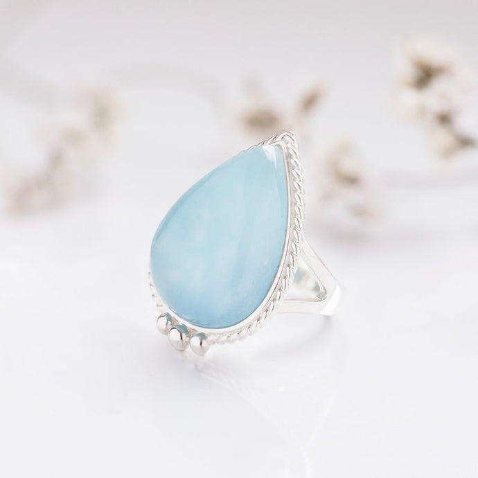 Dorsya - aquamarine gemstone sterling silver ring, boho ring, accessories, statement ring, gift for her, gemstone ring, meaningful jewellery