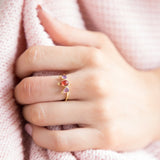 Cyllene ~ Amethyst and Garnet Ring in Gold, gold ring, gold jewellery, gemstone ring-Dorsya