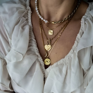 SAMPLE SALE - Gold Heart T Bar Necklace