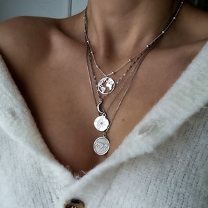 Dorsya necklace, world map necklace, moon necklace, compass necklace, silver necklace, silver jewellery, silver accessories