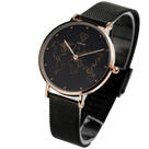 Dorsya| Fortuna world map black mesh watch 