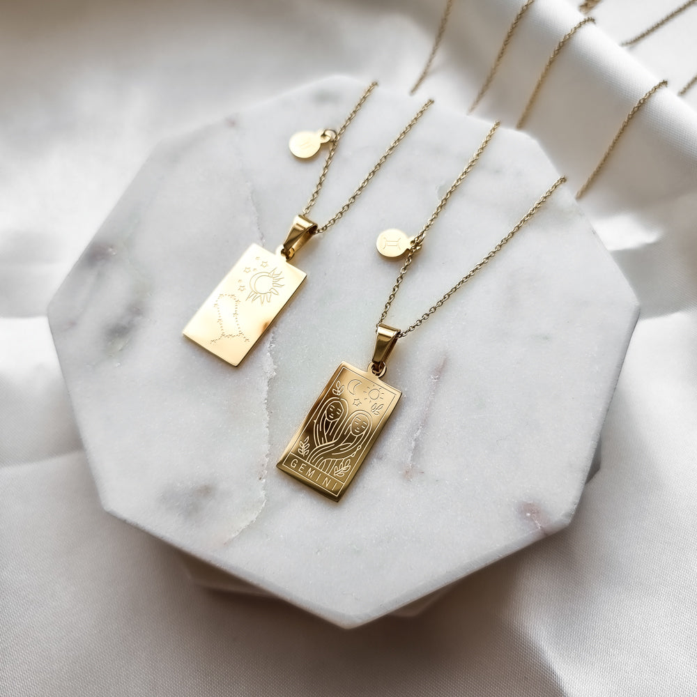 Gemini- zodiac tarot constellation necklace, gold necklace, jewellery, gold jewellery, gift - Dorsya