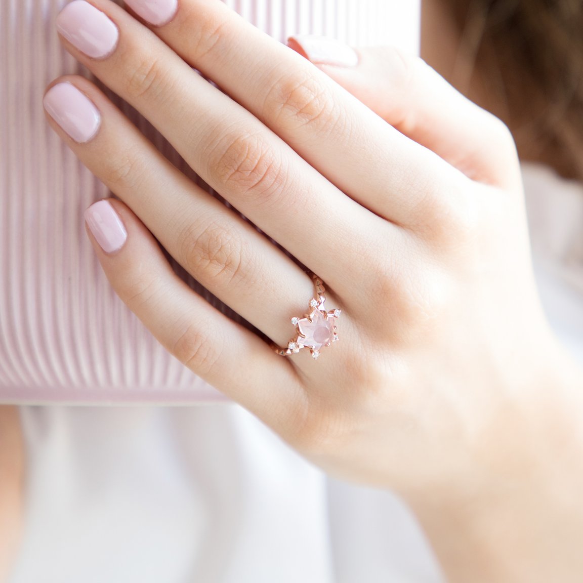 Hydra ~ Rose Quartz Ring in Rose Gold, jewellery, ring, rose gold ring, accessories, gift, women jewellery - Dorsya