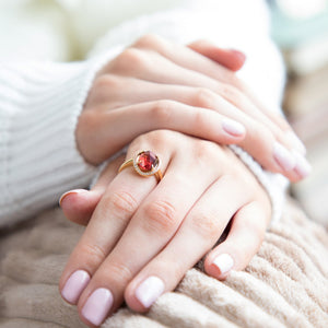 Garnet gemstone Ring in Gold plated, sterling silver base ring, gift, jewellery, accessories, semi precious stone ring -Dorsya