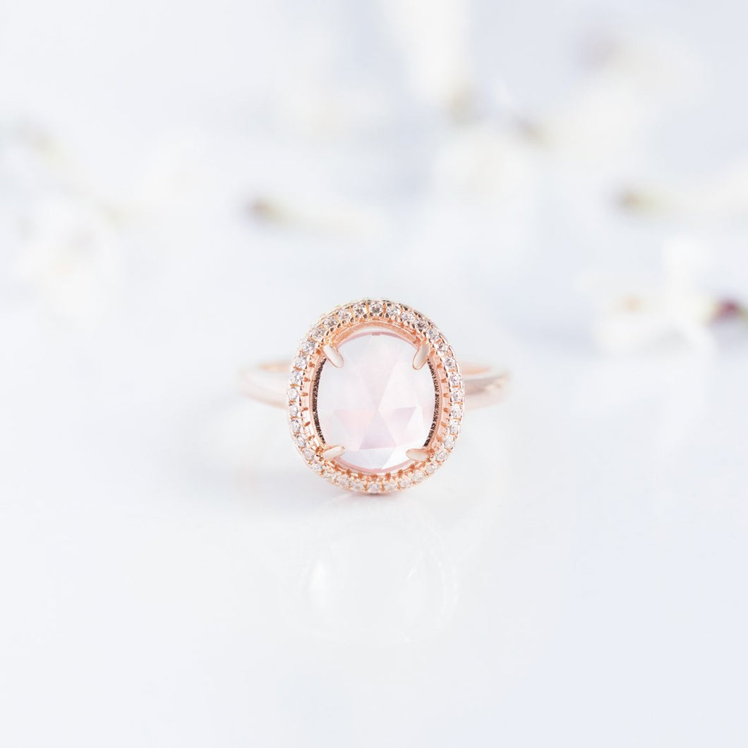 Juliet ~ rose quartz gemstone Ring in Gold plated, sterling silver base ring, gift, jewellery, accessories, semi precious stone ring -Dorsya