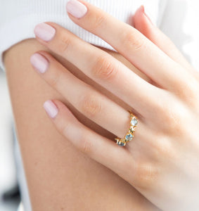 Larissa ~ blue topaz Ring in Gold, gold ring, gemstone rin, gift, women accessories-Dorsya