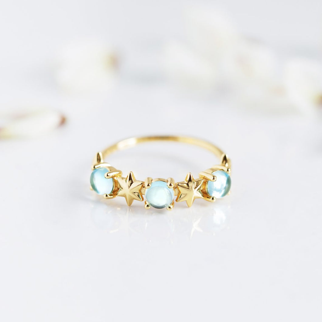 Larissa ~ blue topaz Ring in Gold, gold ring, gemstone rin, gift, women accessories-Dorsya