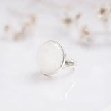Dorsya - round shape moonstone sterling silver ring, boho ring, accessories, statement ring, gift for her, gemstone ring, meaningful jewellery