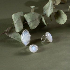 Luna Marquise Shape Moonstone Ring in Silver, gemstone ring, silver ring, silver jewellery, accessories -Dorsya