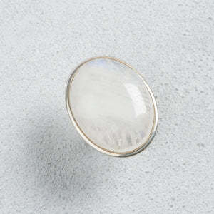 Luna Oval Shape Moonstone Ring in Silver, gemstone ring, silver ring, silver jewellery, accessories -dorsya