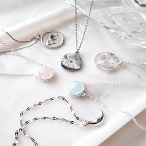 silver compass necklace, compass necklace, silver coin necklace, silver necklace - dorsya