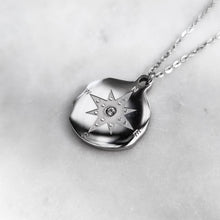 Load image into Gallery viewer, silver compass necklace, compass necklace, silver coin necklace, silver necklace - dorsya