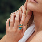 Nomi Spiny Oyster Turquoise Gemstone Ring in Sterling Silver, Statement ring, boho ring, gemstone ring, silver jewellery -- Dorsya