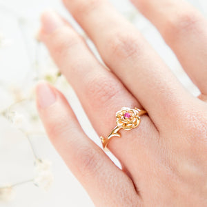 Ruby gemstone silver ring, gold lated, jewellery, gift, ring - Dorsya