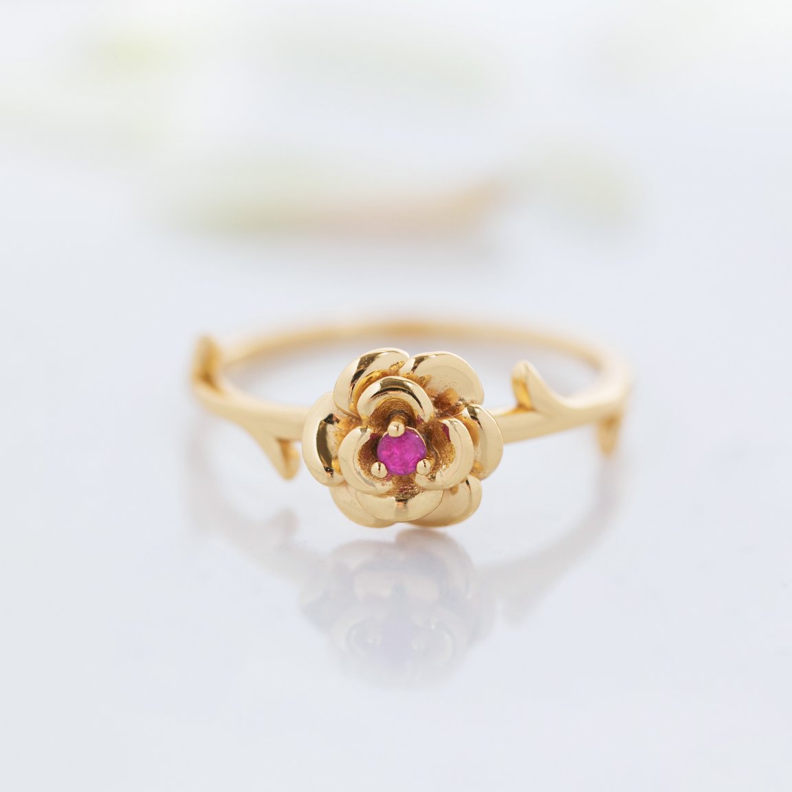 Ruby gemstone silver ring, gold lated, jewellery, gift, ring - Dorsya
