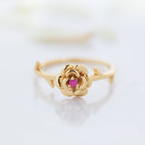 Ruby gemstone silver ring, gold lated, jewellery, gift, ring - Dorsya