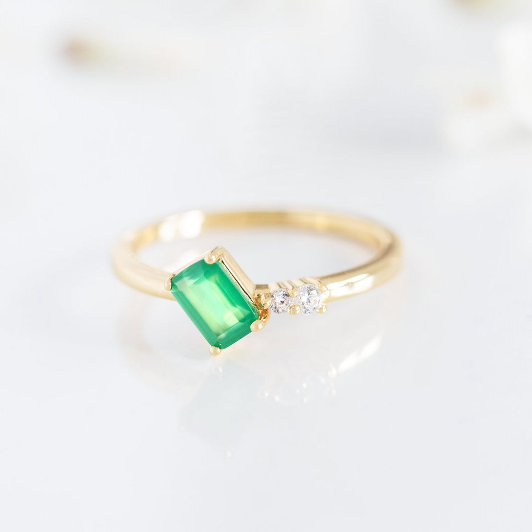 Rhea ~ Green Onyx Ring in Gold, gold ring, gold jewellery, gift, accessories, women jewellery-Dorsya