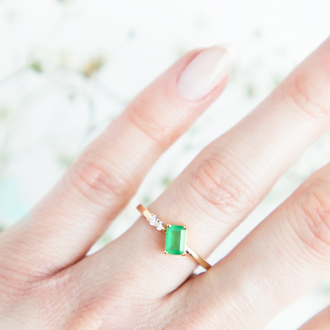 Rhea ~ Green Onyx Ring in Gold, gold ring, gold jewellery, gift, accessories, women jewellery-Dorsya