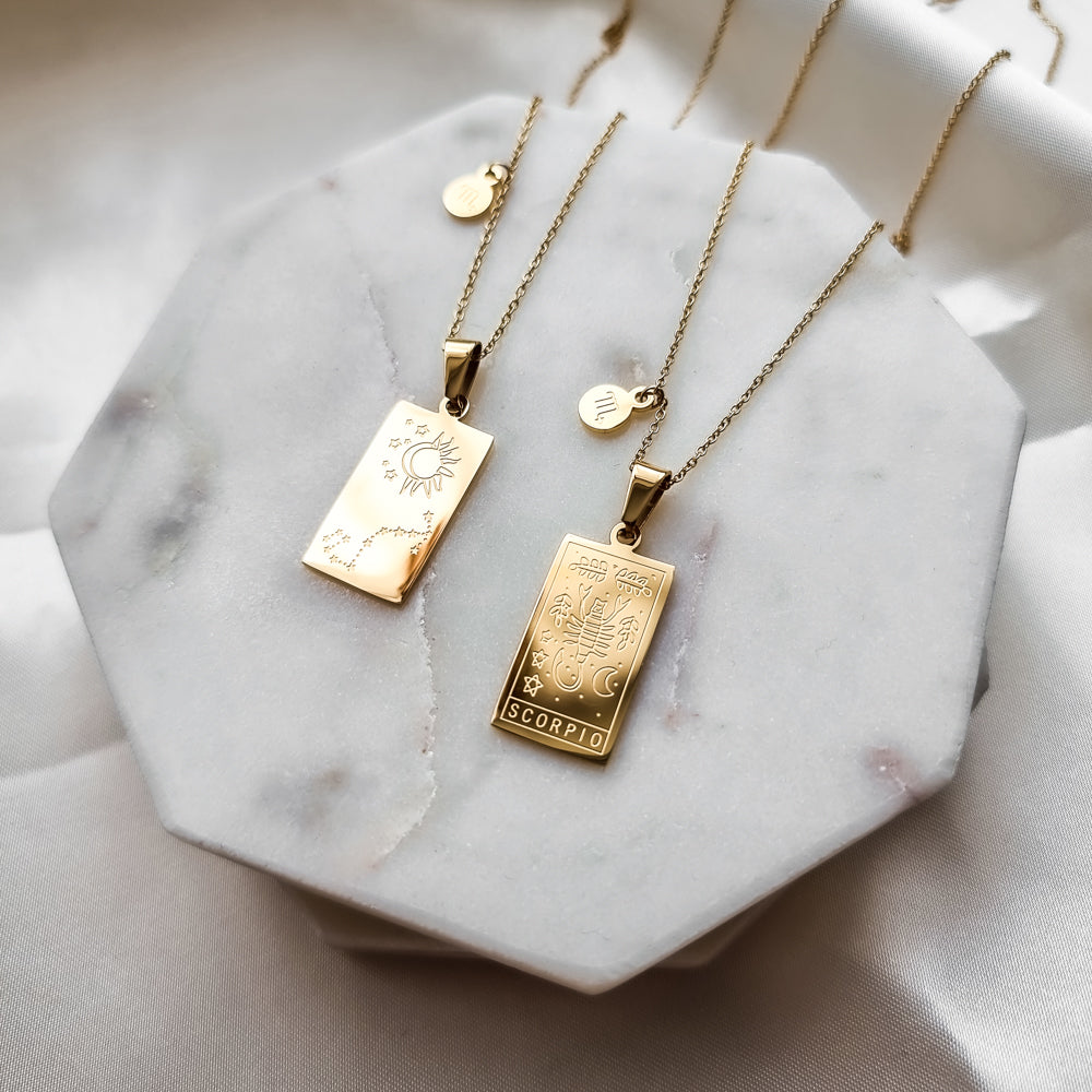 Scorpio- zodiac tarot constellation necklace, gold necklace, jewellery, gold jewellery, gift - Dorsya