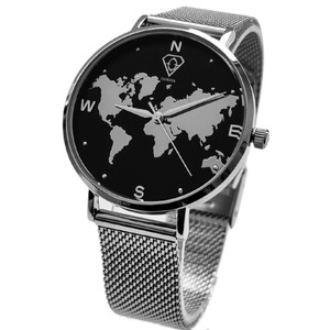 Selene silver world map watch, minimalistic watch, woman watch, Dorsya watch