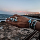  larimar ring, silver larimar ring, larimar jewellery, Larimar Gemstone jewellery, gemstone jewellery, boho ring, silver boho ring, bohemian jewellery, western jewellery -dorsya