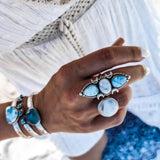 larimar ring, silver larimar ring, larimar jewellery, Larimar Gemstone jewellery, gemstone jewellery, boho ring, silver boho ring, bohemian jewellery, western jewellery -dorsya