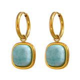 Tianhe Hoop Drop Earring Set, hoop earring, huggie earring, gemstone earring, gold earring-dorsya