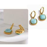 Tianhe Hoop Drop Earring Set, hoop earring, huggie earring, gemstone earring, gold earring-dorsya