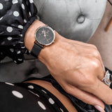 rose gold watch, black watch, world map watch, woman watch - dorsya