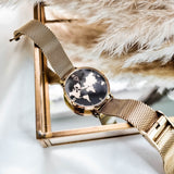 gold watch, ladies watch, woman watch, world map watch, minimalist watch, designer watch - dorsya