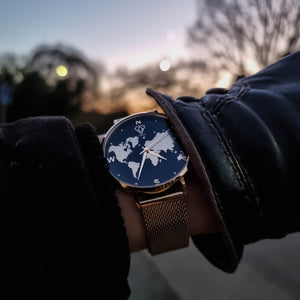 gold watch, ladies watch, woman watch, world map watch, minimalist watch, designer watch - dorsya