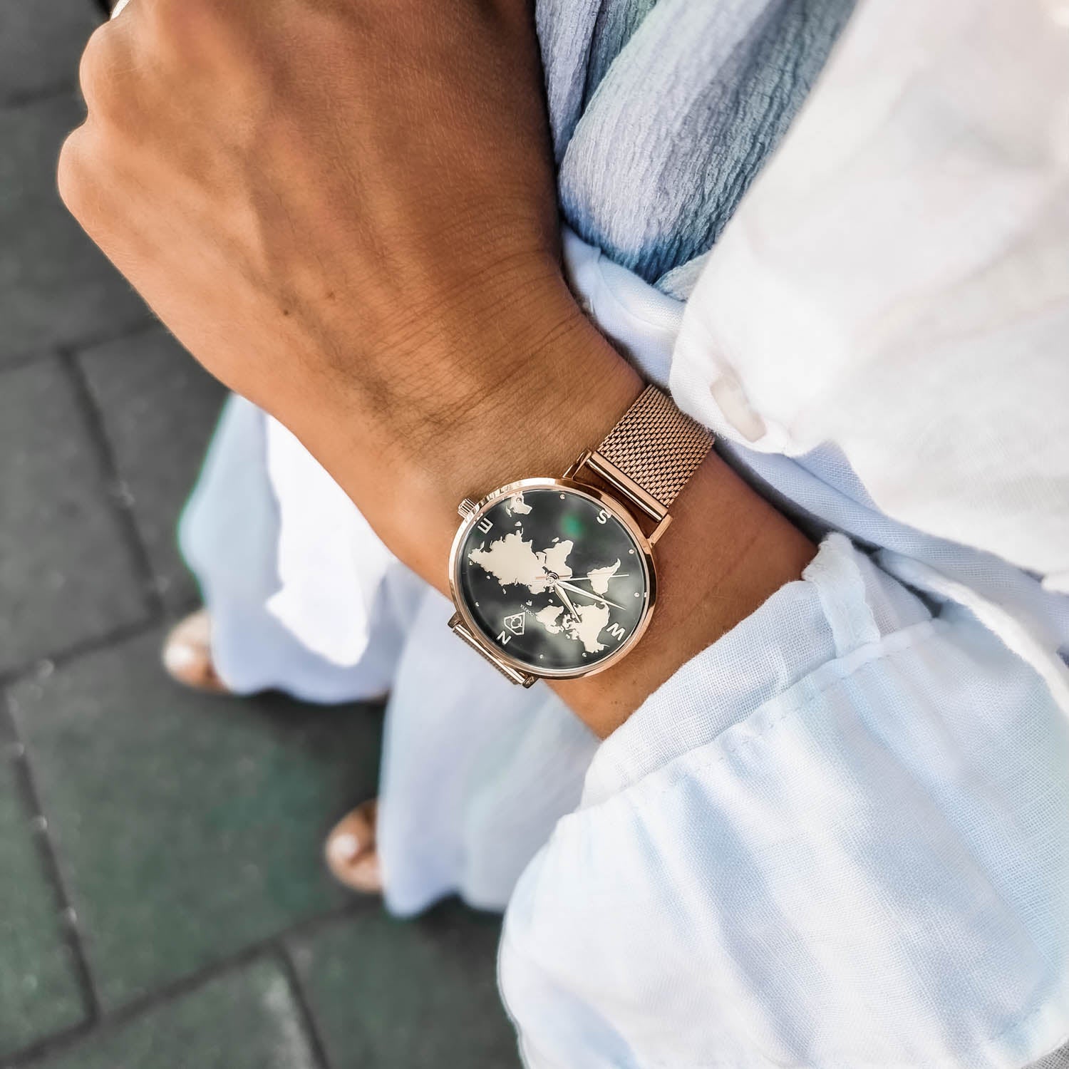rose gold watch, ladies watch, woman watch, world map watch, minimalist watch, designer watch - dorsya