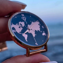 Load image into Gallery viewer, rose gold watch, ladies watch, woman watch, world map watch, minimalist watch, designer watch - dorsya