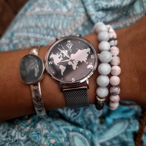 silver watch, ladies watch, woman watch, world map watch, minimalist watch, designer watch - dorsya