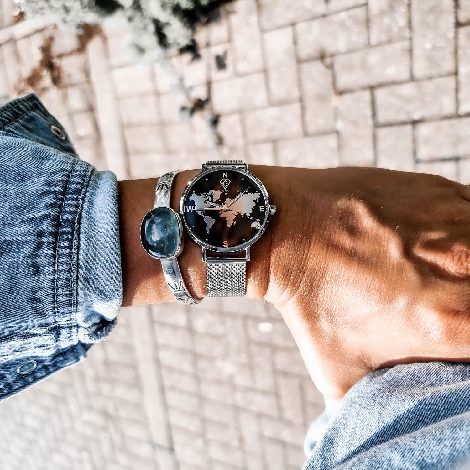 silver watch, ladies watch, woman watch, world map watch, minimalist watch, designer watch - dorsya