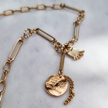 Load image into Gallery viewer, You Are My Sunshine ~ Mom &amp; Baby 18K Gold Coin &amp; Baby Foot Necklace - dorsya