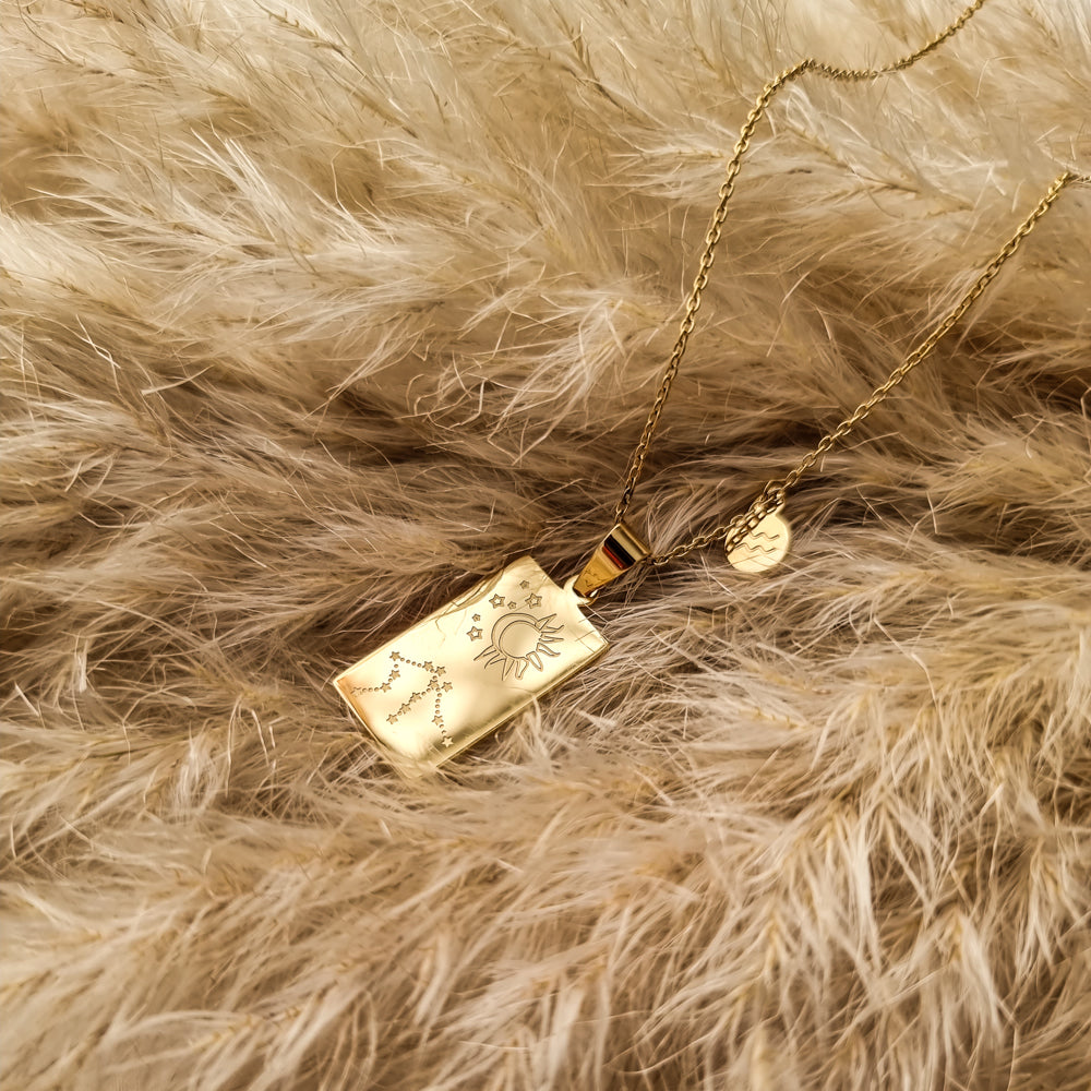 Aquarius- zodiac tarot constellation necklace, gold necklace, jewellery, gold jewellery, gift - Dorsya