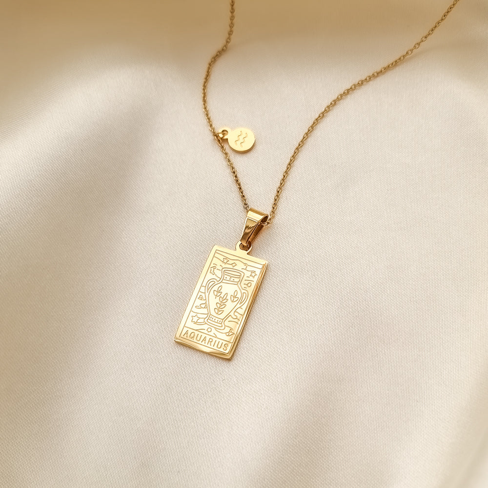 Aquarius- zodiac tarot constellation necklace, gold necklace, jewellery, gold jewellery, gift - Dorsya