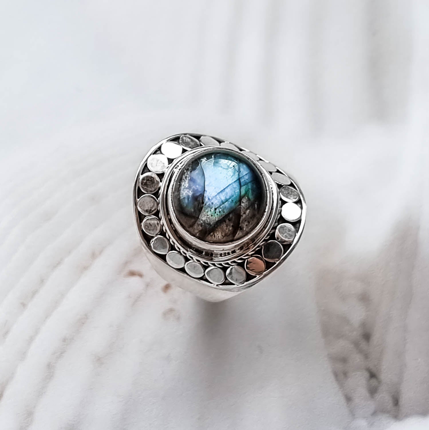 Sterling silver on sale labradorite ring