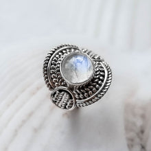 Load image into Gallery viewer, moonstone ring, silver ring, statement ring, silver boho ring - dorsya