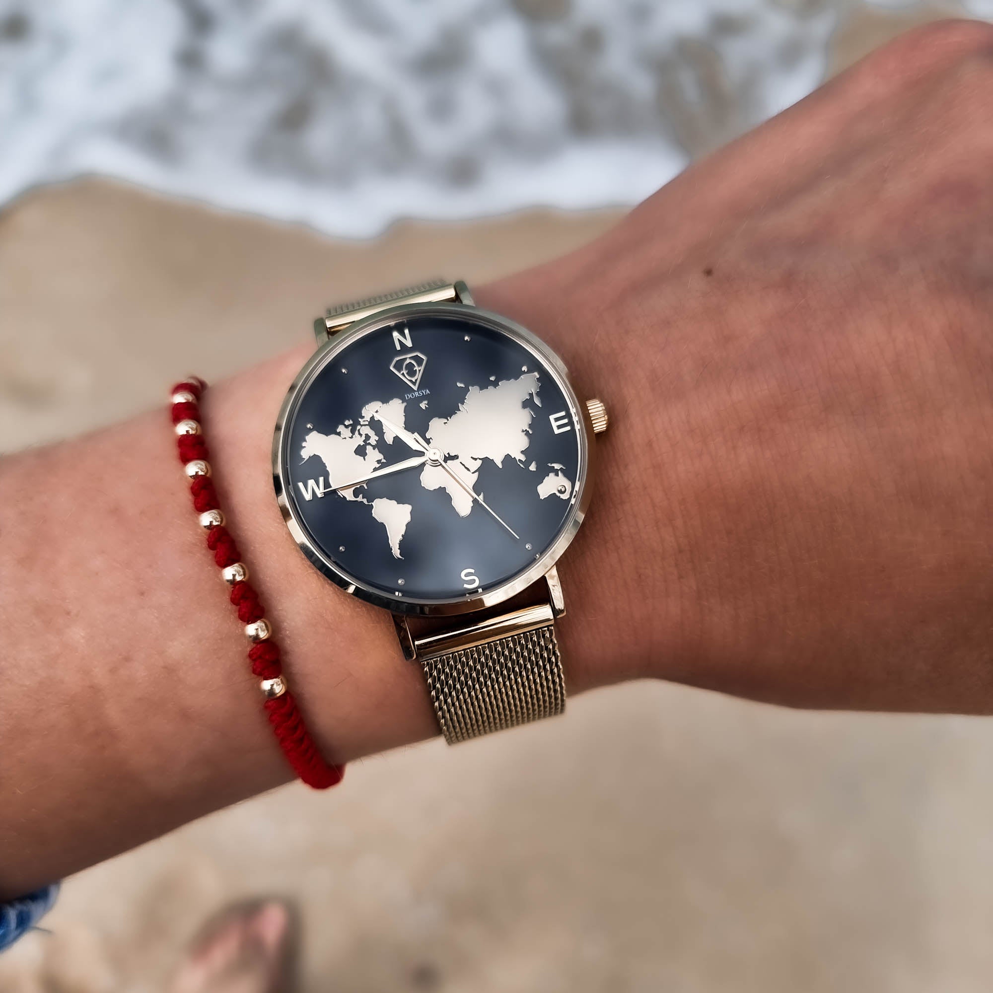 gold watch, ladies watch, woman watch, world map watch, minimalist watch, designer watch - dorsya