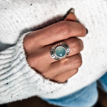 Load image into Gallery viewer, silver ring, gemstone ring, boho ring, statement ring, handcrafted ring, chalcedony ring, silver boho ring, silver gemstone ring - dorsya